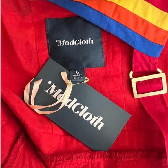 Modcloth Verve Red Rainbow Dress Womens Size 6 NEW WITH TAGS - Picture 8 of 8